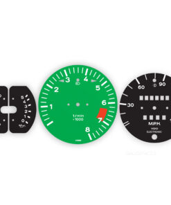 Custom Order: Porsche 911 SC Gauge Faces Set - 8000 RPM - Green / Black