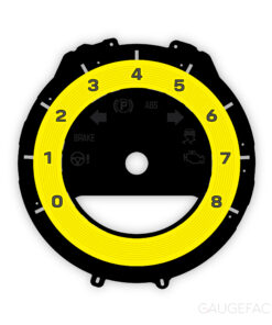 For Porsche 911 (Type 992): Gauge Face Tachometer - Yellow (Black Numbers)