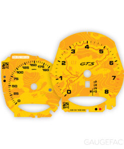 For Porsche 718 Boxster & Cayman GTS 2.5L: Gauge Faces – Topographical Map – Yellow/Orange
