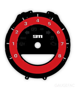 For Porsche 911 (Type 992): Gauge Face Tachometer - 911 Logo - Red