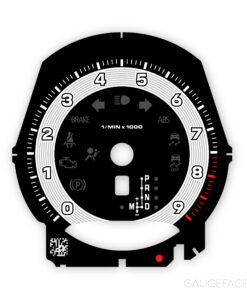 For Porsche 911 (991.1) / 981: Gauge Face Tachometer – OPTIONS – Black / White Solid Accent Track