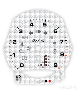 Custom Order: Porsche 991.1 Gauge Face Tachometer - Pepita Pattern - White/Gray