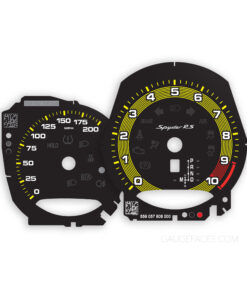 For Porsche 718 Spyder RS: Gauge Faces - US-Spec - Black with Racing Yellow Fine-Line Ring