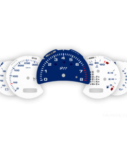 For Porsche 911 996.2 Turbo: Gauge Faces Set - 911 Logo - EU-Spec - Tiptronic - Aqua Blue / White
