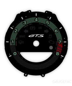 For Porsche 911 (Type 992) GTS: Gauge Face Tachometer – 8000 RPM – Heritage Design Edition - Black with Retro Style Ring