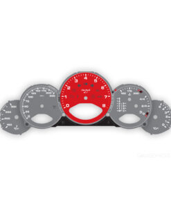 Custom Order: Porsche 911 997.1 gauge faces set - Tiptronic - US -Spec - Hartech 4.1 Logo - Gray with Red Tachometer