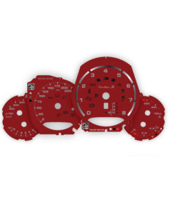 Custom order: Porsche 991.1 Turbo S Gauge Faces - US-Spec - Bordeaux Red w/ Gray lettering + White needles (full set)