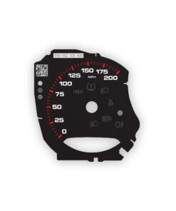Custom Order: Porsche 718 Speedometer - 200 mph - TC OFF | Adaptive Light - Black with Red Ticks