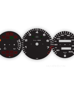 For Porsche 964 Carrera RS (1992): Gauge Faces Set – KM/H – Black