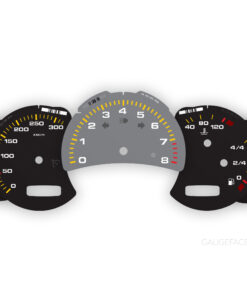 Custom Order: Porsche 996.2 Gauge Faces Set - EU-Spec - Manual - Black/Gray with Yellow Ticks