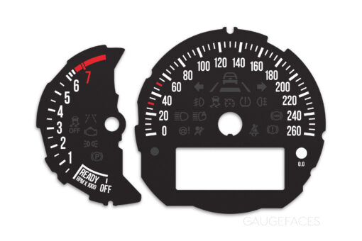 Mini Cooper F55 Custom Gauge Face Cluster Dashboard Dials - Black - 7000 rpm - 260 kmh