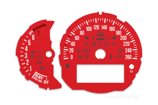 Mini Cooper F55 Custom Gauge Face Cluster Dashboard Dials - Red - 7000 rpm - 260 kmh