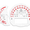 Mini Cooper F55 Custom Gauge Face Cluster Dashboard Dials - White with Red Dashes/Numbers - 7000 rpm - 260 kmh