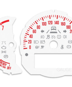 Mini Cooper F55 Custom Gauge Face Cluster Dashboard Dials - White with Red Dashes/Numbers - 7000 rpm - 260 kmh