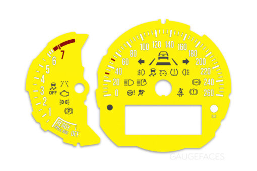 Mini Cooper F55 Custom Gauge Face Cluster Dashboard Dials - Yellow - 7000 rpm - 260 kmh