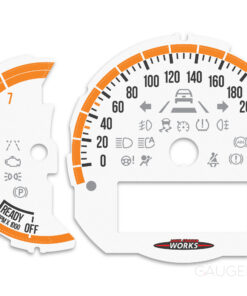 Mini Cooper F55 Custom Gauge Face Cluster Dashboard Dials - Custom Design - White/Orange - 7000 rpm - 260 kmh