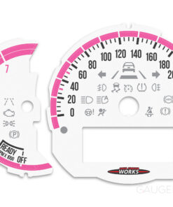 Mini Cooper F55 Custom Gauge Face Cluster Dashboard Dials - Custom Design - White / Pink - 7000 rpm - 260 kmh