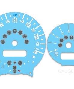 Mini Cooper R50 Custom Gauge Face Cluster Dashboard Dials - Speedometer / Tachometer - Custom Design - Blue - 8000 rpm - 240 kmh