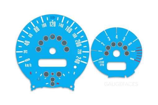 Mini Cooper R50 Custom Gauge Face Cluster Dashboard Dials - Speedometer / Tachometer - Custom Design - Deep Blue - 8000 rpm - 240 kmh