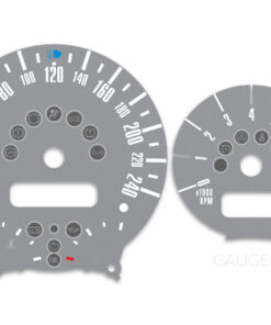 Mini Cooper R50 Custom Gauge Face Cluster Dashboard Dials - Speedometer / Tachometer - Custom Design - Gray - 8000 rpm - 240 kmh