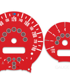 Mini Cooper R50 Custom Gauge Face Cluster Dashboard Dials - Speedometer / Tachometer - Custom Design - Red - 8000 rpm - 240 kmh