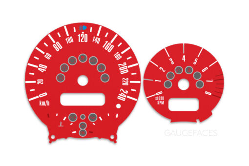 Mini Cooper R50 Custom Gauge Face Cluster Dashboard Dials - Speedometer / Tachometer - Custom Design - Red - 8000 rpm - 240 kmh