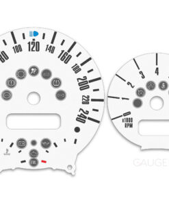 Mini Cooper R50 Custom Gauge Face Cluster Dashboard Dials - Speedometer / Tachometer - Custom Design - White - 8000 rpm - 240 kmh