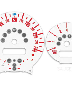 Mini Cooper R50 Custom Gauge Face Cluster Dashboard Dials - Speedometer / Tachometer - Custom Design - White/Red - 8000 rpm - 240 kmh