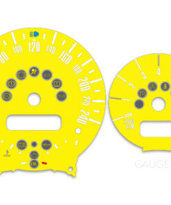 Mini Cooper R50 Custom Gauge Face Cluster Dashboard Dials - Speedometer / Tachometer - Custom Design - Yellow - 8000 rpm - 240 kmh