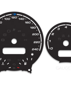 Mini Cooper R50 Custom Gauge Face Cluster Dashboard Dials - Speedometer / Tachometer - Custom Design - Black - 8000 rpm - 240 kmh