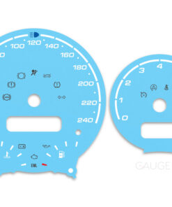 Mini Cooper R50 Custom Gauge Face Cluster Dashboard Dials - Speedometer / Tachometer - Custom Design - Blue - 8000 rpm - 240 kmh