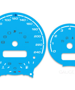 Mini Cooper R50 Custom Gauge Face Cluster Dashboard Dials - Speedometer / Tachometer - Custom Design - Deep Blue - 8000 rpm - 240 kmh