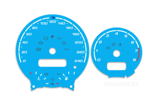 Mini Cooper R50 Custom Gauge Face Cluster Dashboard Dials - Speedometer / Tachometer - Custom Design - Deep Blue - 8000 rpm - 240 kmh