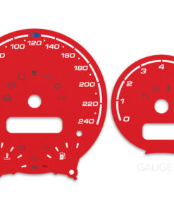 Mini Cooper R50 Custom Gauge Face Cluster Dashboard Dials - Speedometer / Tachometer - Custom Design - Red - 8000 rpm - 240 kmh