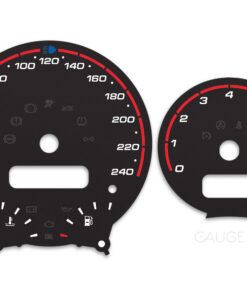 Mini Cooper R50 Custom Gauge Face Cluster Dashboard Dials - Speedometer / Tachometer - Custom Design - Black with Red Accents - 8000 rpm - 240 kmh