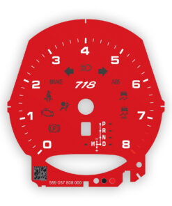 For Porsche 718 Boxster / Cayman: Gauge Face Tachometer - OPTIONS - Guards Red
