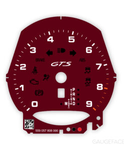 Custom Order: Porsche 991.1 GTS Gauge Face Tachometer - Bordeaux Red