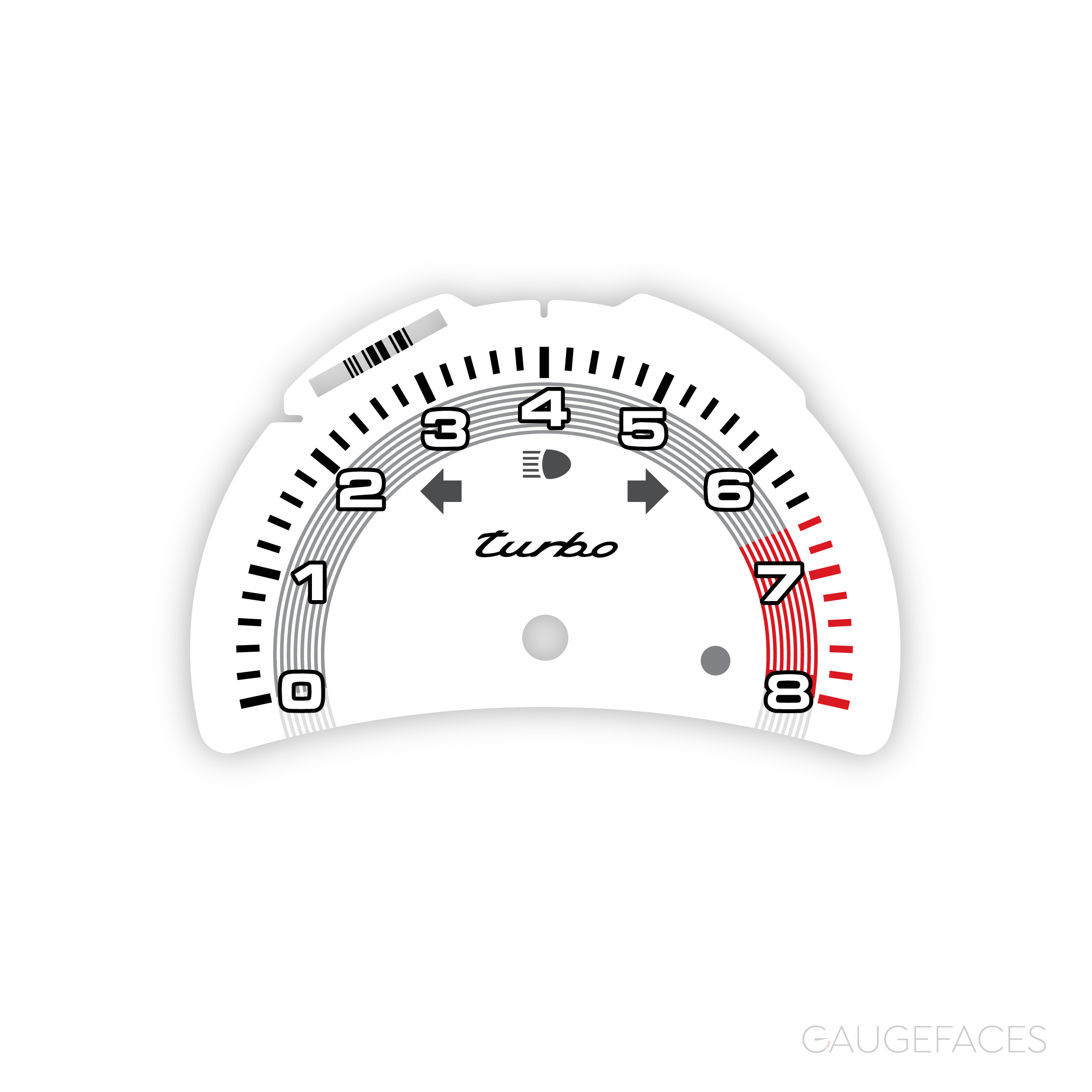 Porsche-911-996.2-Turbo-gauge-face-tachometer---White-with-Gray-Accent-Track