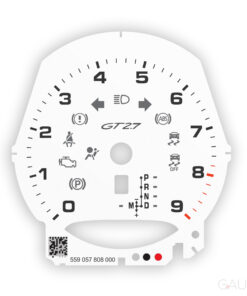 Custom Desing for Porsche 981 Boxster / Cayman: Gauge Face Tachometer – GT2.7 Logo – White