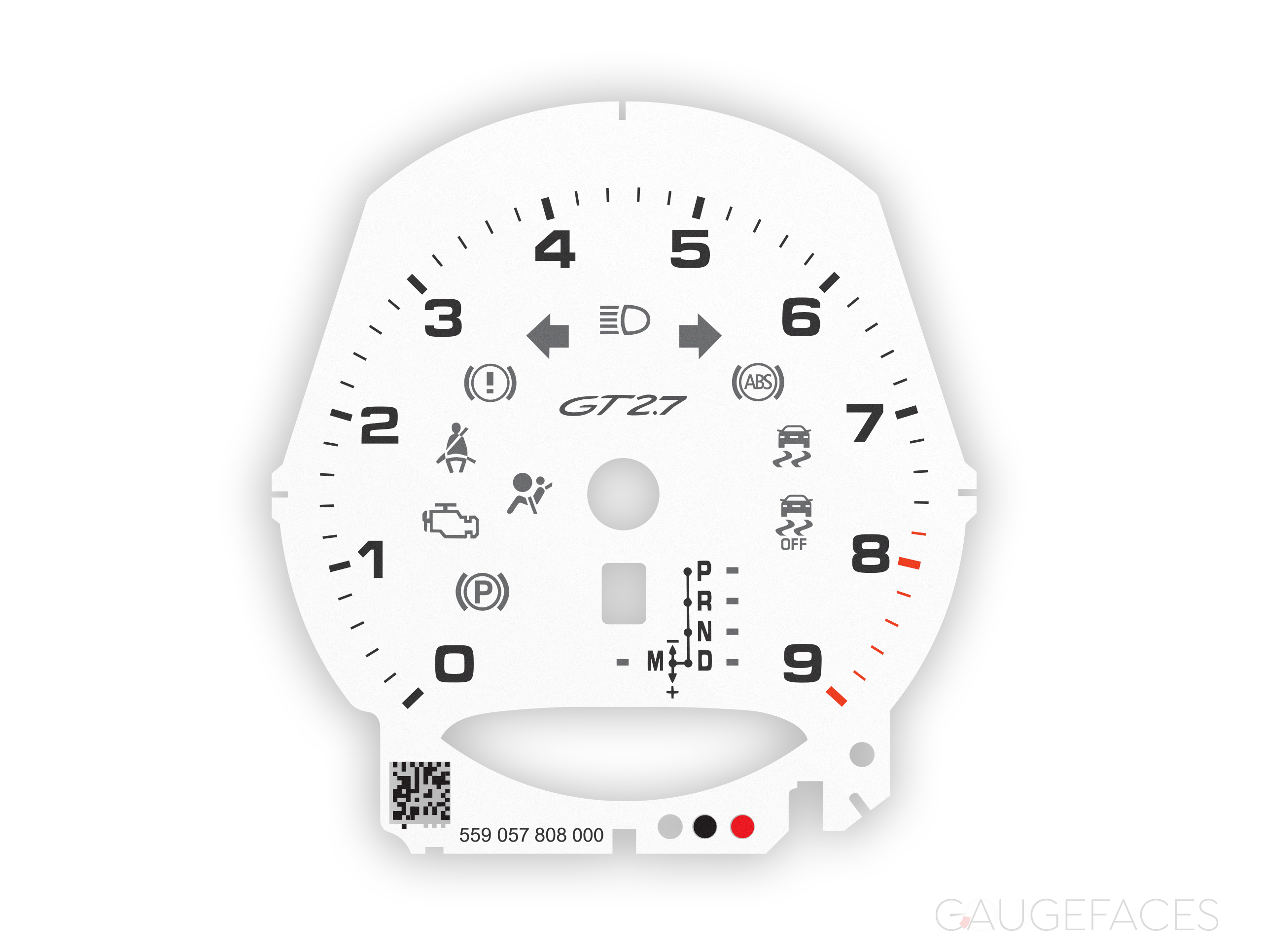 Porsche-981-Boxster-Cayman-gauge-face-tachometer-GT2.7-white