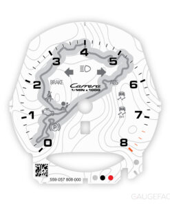 For Porsche 911 991.2: Gauge Face Tachometer - Carrera Logo – White with Nurburgring contour