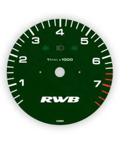 Custom Order: Porsche 993 Gauge Face Tachometer - RWB Logo - Irish Green