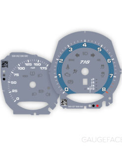 Custom Order: Porsche 718 Gauge Faces Set - Graphite Blue with Blue Accent Track