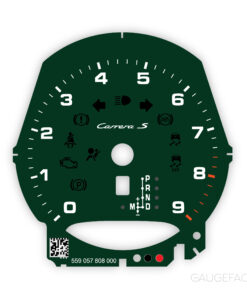 Custom Order: Porsche 911 991.1 Carrera S Gauge Face Tachometer - Irish Green
