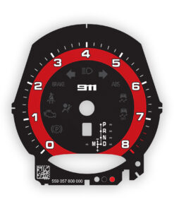 For Porsche 911 991.2: Gauge Face Tachometer – OPTIONS – Black / Guards Red Solid Accent Ring