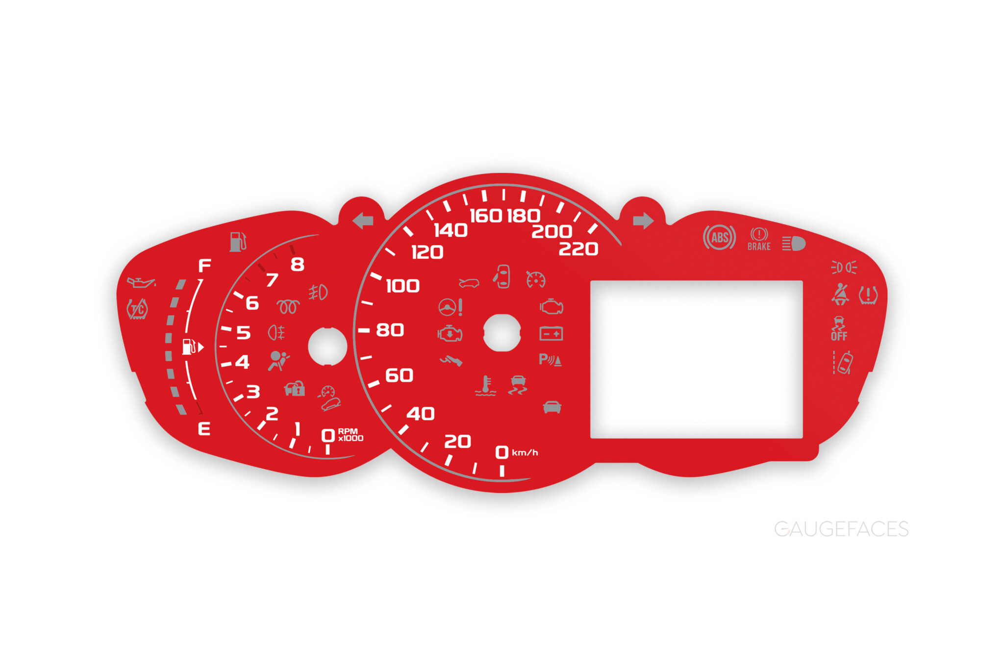 Chevrolet Trax Custom Gauge Face Rpm Kmh Red