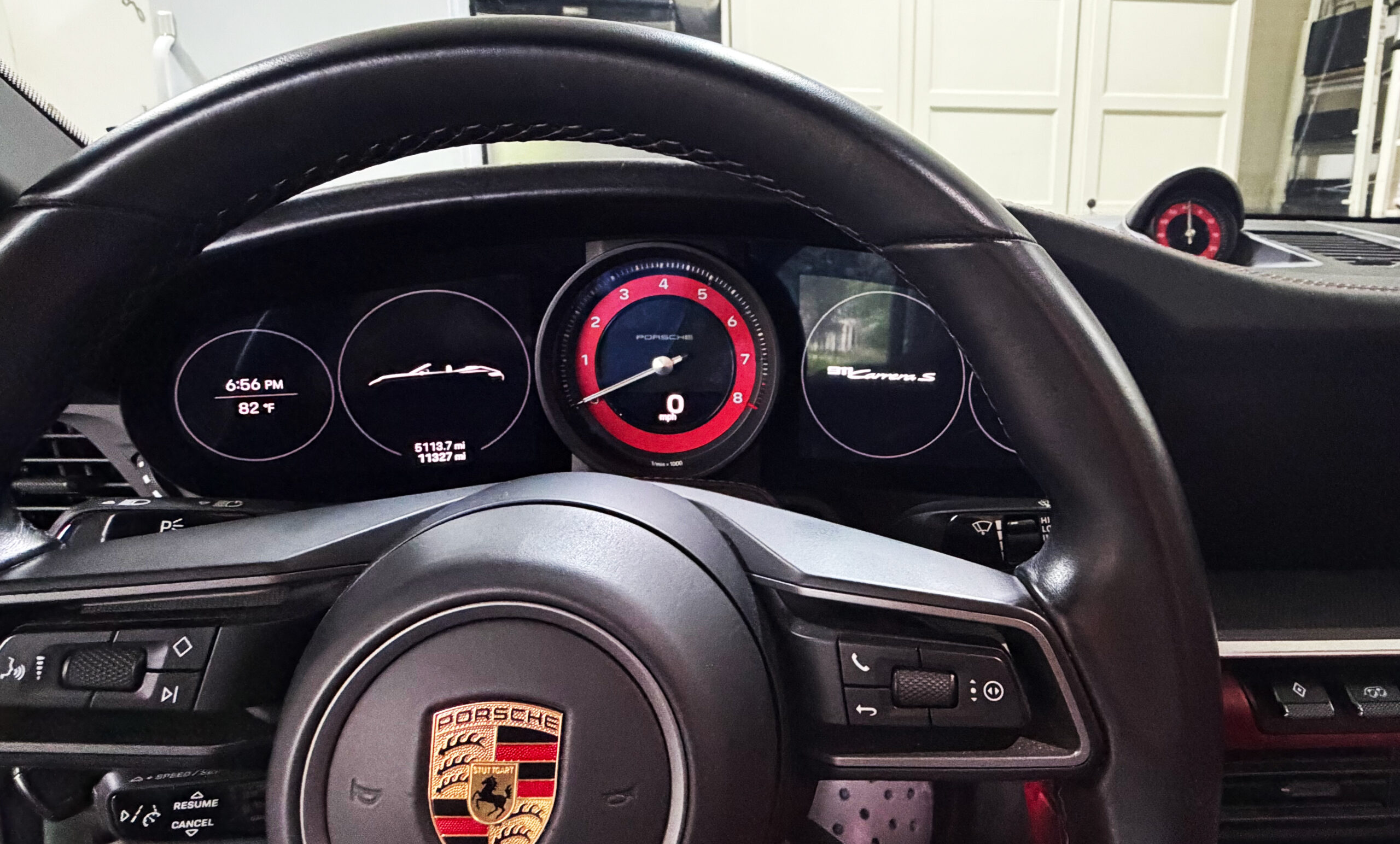 Porsche-911-carrera-s-992-interior---dashboard---red-gauge-face-tachometer