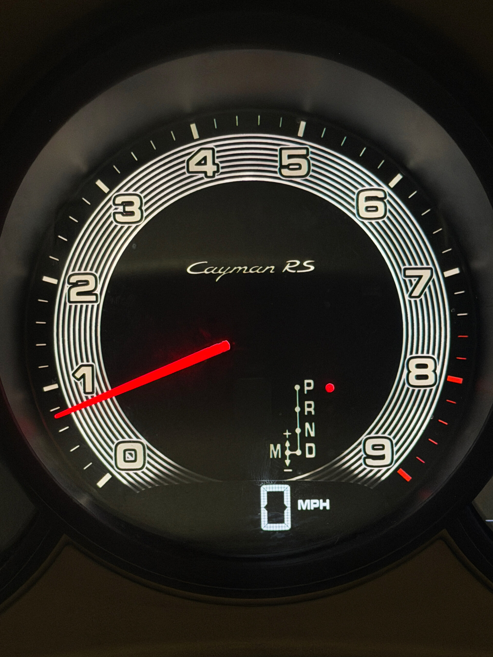 Porsche-981-Cayman-RS-gauge-face-tachometer-black-with-white-solid-accent-track