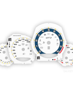 For Porsche 911 991 GT3: Gauge Faces Set  - Manual - US-Spec - White with 992-Style Sapphire Blue Ring