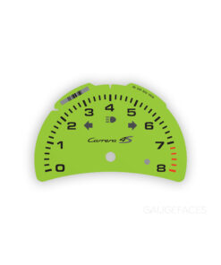 For Porsche 911 996.2 Carrera 4S: Gauge Face Tachometer - Carrera 4S Logo - Acid Green